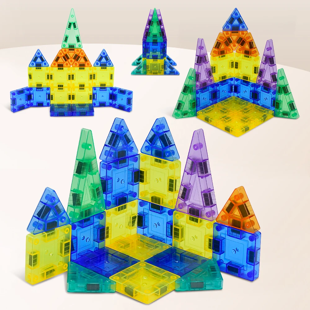STEM magneetspeelgoed Educatief speelgoed, 26PCS magnetische reiscouwset, mini 3D magnetische tegelbouwstenen voor kinderen