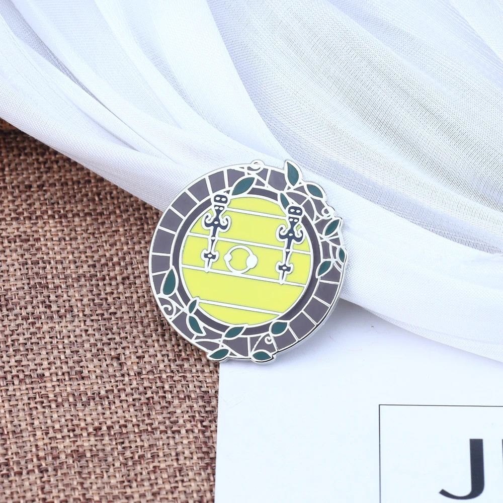 Retro Kreatywna Broszka Emaliowana w Kształcie Okrągłych Drzwi, Przypinka do Klapy, Ozdoba do Płaszcza, Plecaka, Kapelusza, Metalowa Odznaka, Akcesoria do Ubrań Cosplay, Biżuteria, Prezent