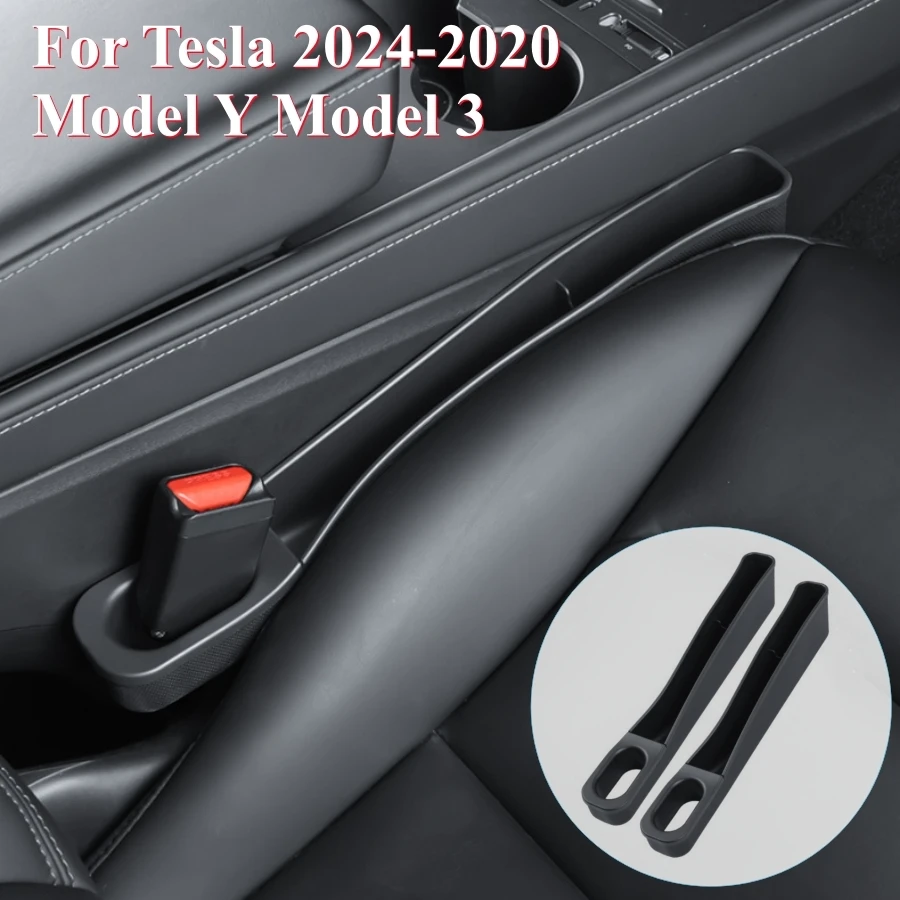 2PCS For Tesla Model Y Model 3 2024-2020 TPE Seat Gap Filler Organizer Auto Console Side Storage For Model Y Seat Crevice Box