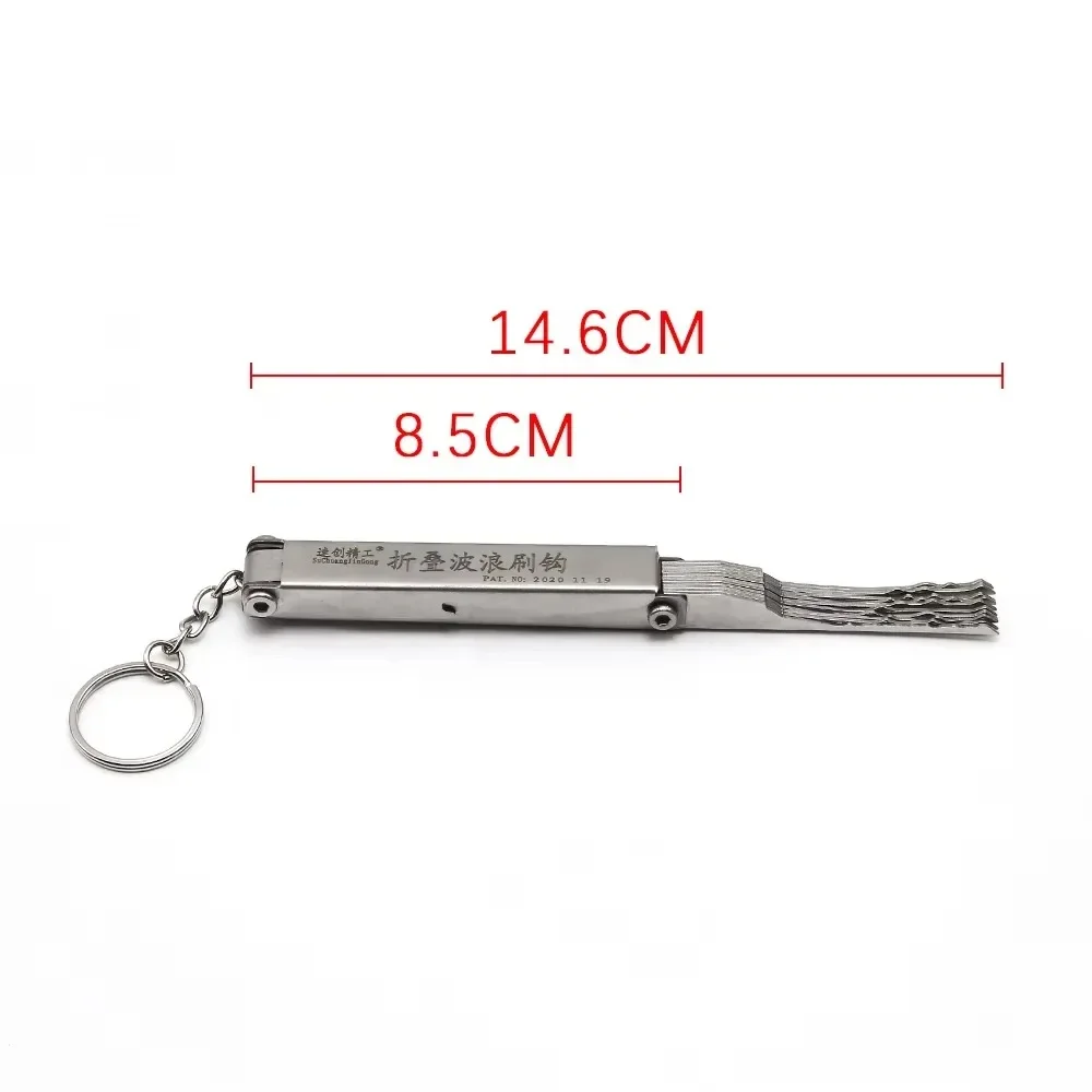 11pcs Folding Wave Brush Set Civil Lock All-Steel Tool Set for Locksmith Supplies Repair Tools