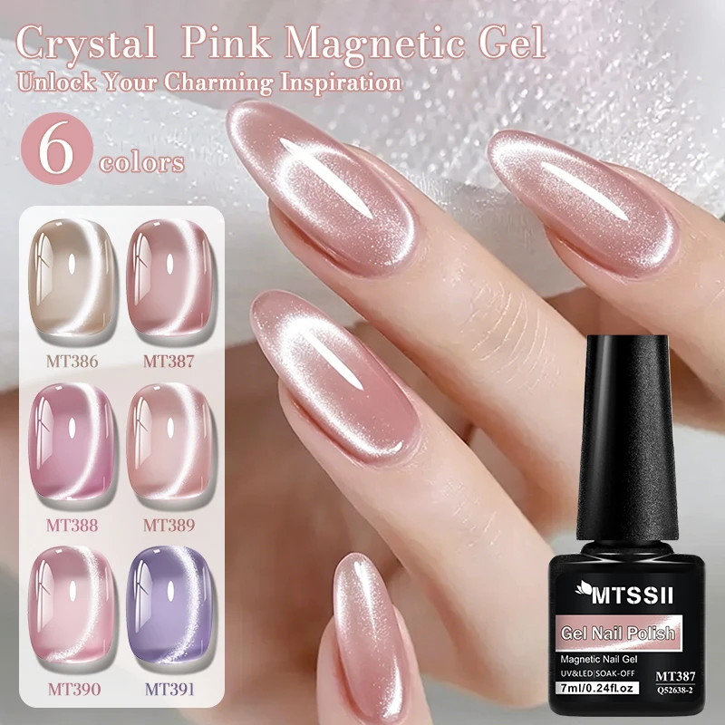 Esmalte em Gel Magnético Rosa Cristal Efeito Olho de Gato Brilhante UV LED de Longa Duração para Nail Art