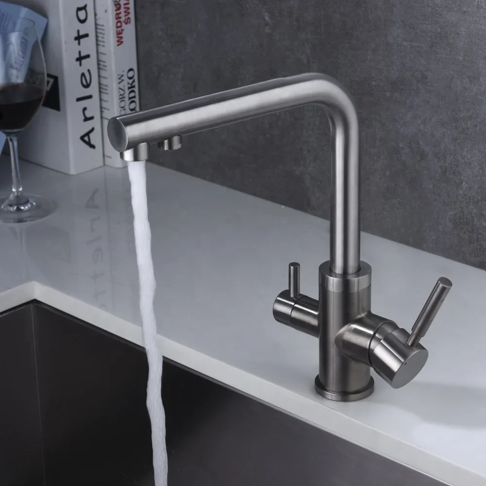 360 Rotating Swivel Kitchen 3 In 1 Drinking Water Tap 3 Way Filter Tap 3 Way Mixer Tap Chrome Plated Kitchen Sink Faucet