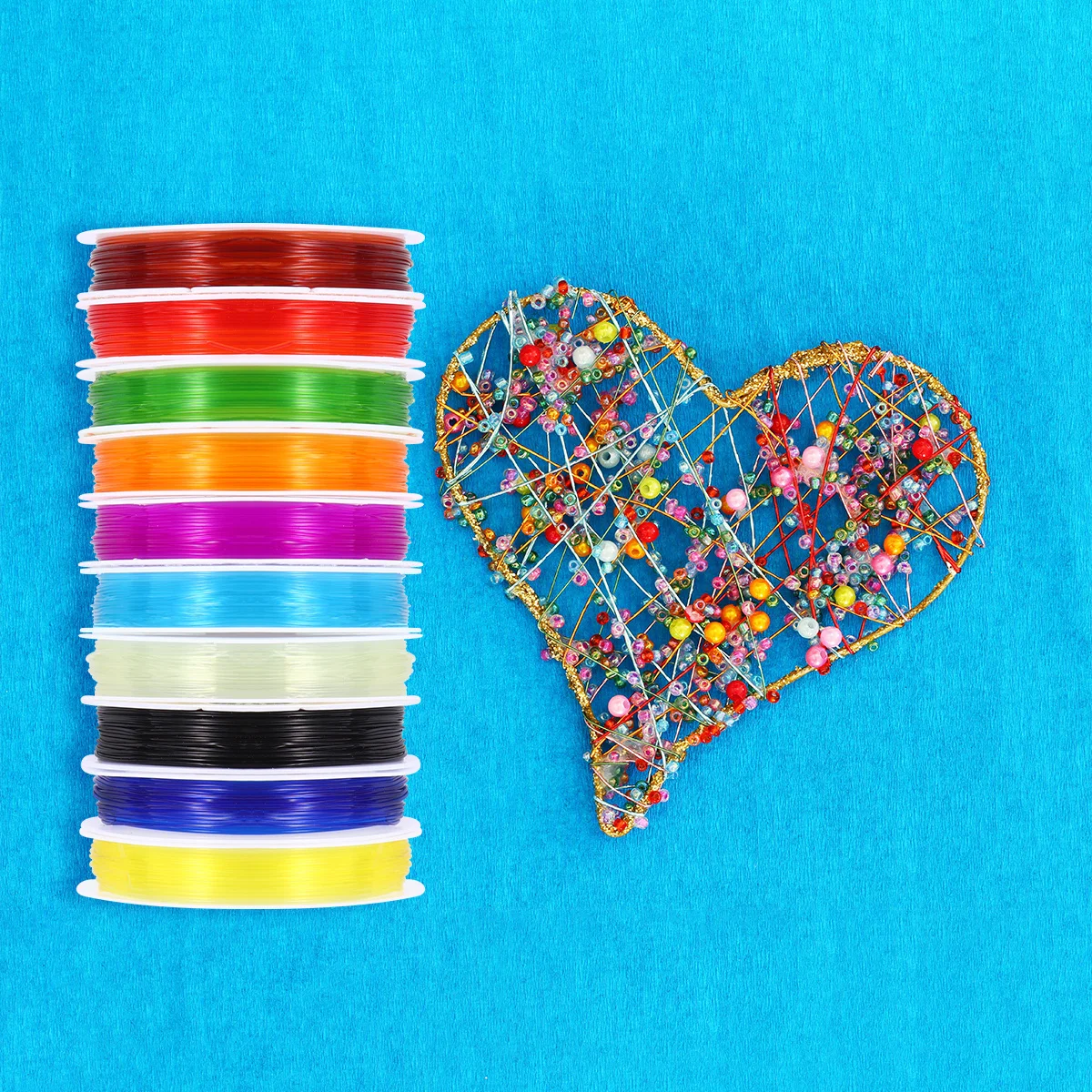 

10 шт., 10 рулонов, красочная эластичная проволока с кристаллами, 0,8 мм, прочная ювелирная веревка для браслета, ожерелья, ремесленные проекты своими руками, нить