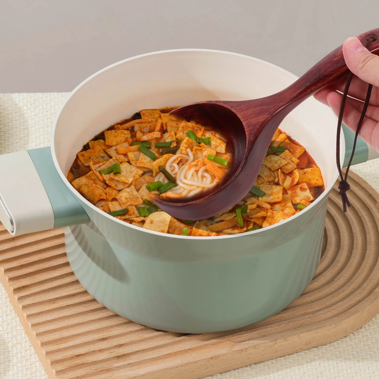 

2 шт. деревянный половник для супа с длинной ручкой, ложка для рисового супа, кухонный сервировочный инструмент, многофункциональный деревянный половник для дома