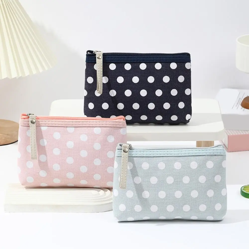 

Маленькая свежая холщовая косметичка в горошек, портативная сумка для хранения средств по уходу за кожей, дорожная сумка для хранения, простая сумка для стирки, ежедневное хранение