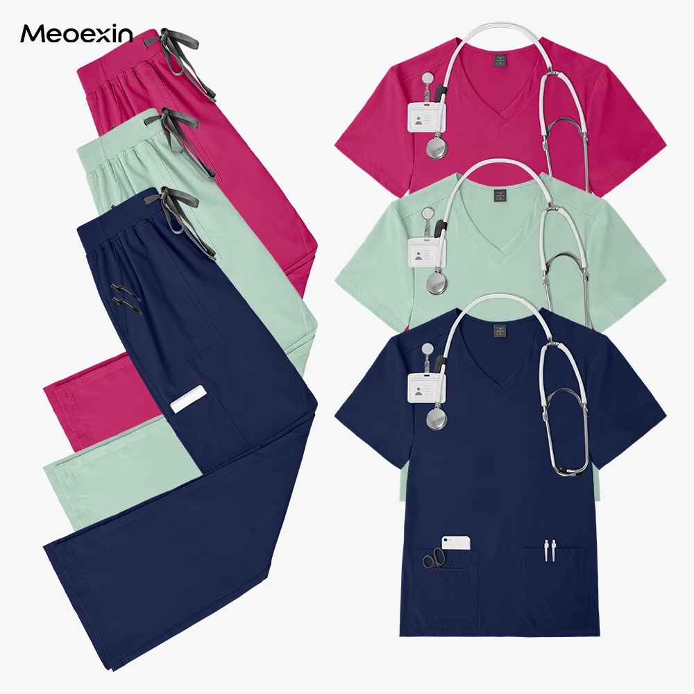 الجملة الدعك دعوى زي المستشفى عالية الجودة الطبية التمريض الدعك أعلى بانت قصيرة الأكمام ممرضة الدعك موحدة مجموعة النساء