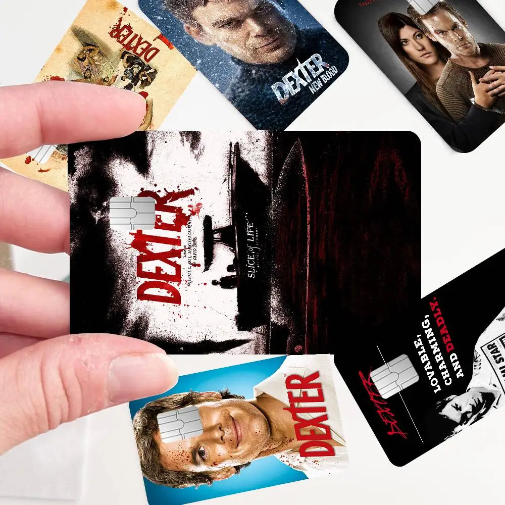 ملصقات جلدية لبطاقة الائتمان الأمريكية الكلاسيكية Horror TV Dexter بدون بقايا مقاومة للماء لبطاقة الائتمان VISA وبطاقة الوصول إلى مترو الأنفاق