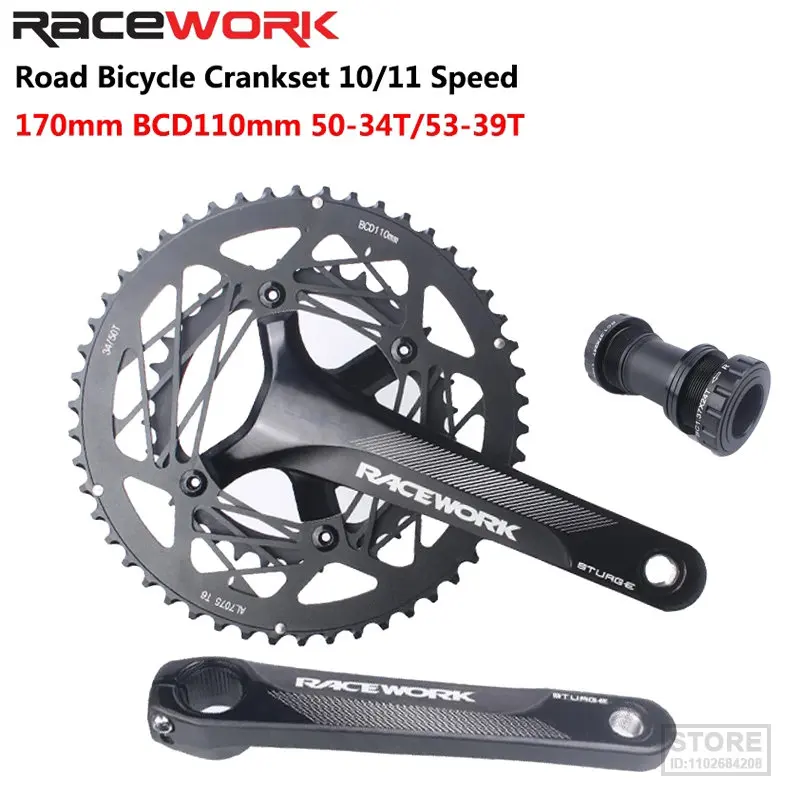 RACEWORK Sturge Road Bike Crankset Hollowtech Crank Arms For bicycle Integrated Candle Pe 2 Crowns 110bcd Connecting Rods Double