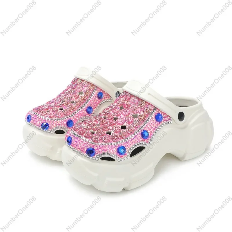 

Thick-soled Hole Shoes with Diamonds