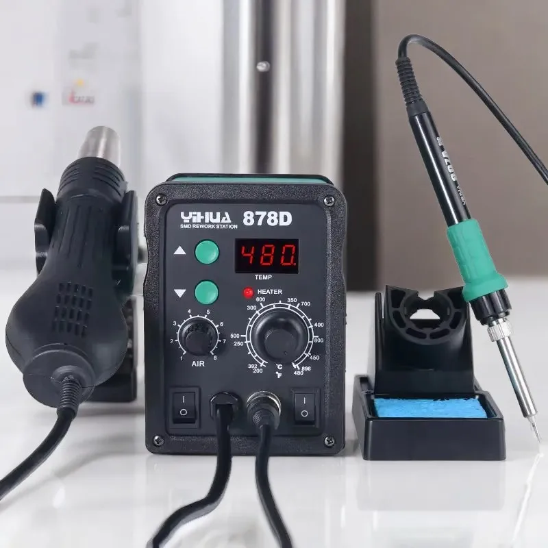 

YIHUA 878D 2 in 1 Anti-static Constant Temperature Digital Display SMD Hot Air Gun Soldering iron Soldering Station