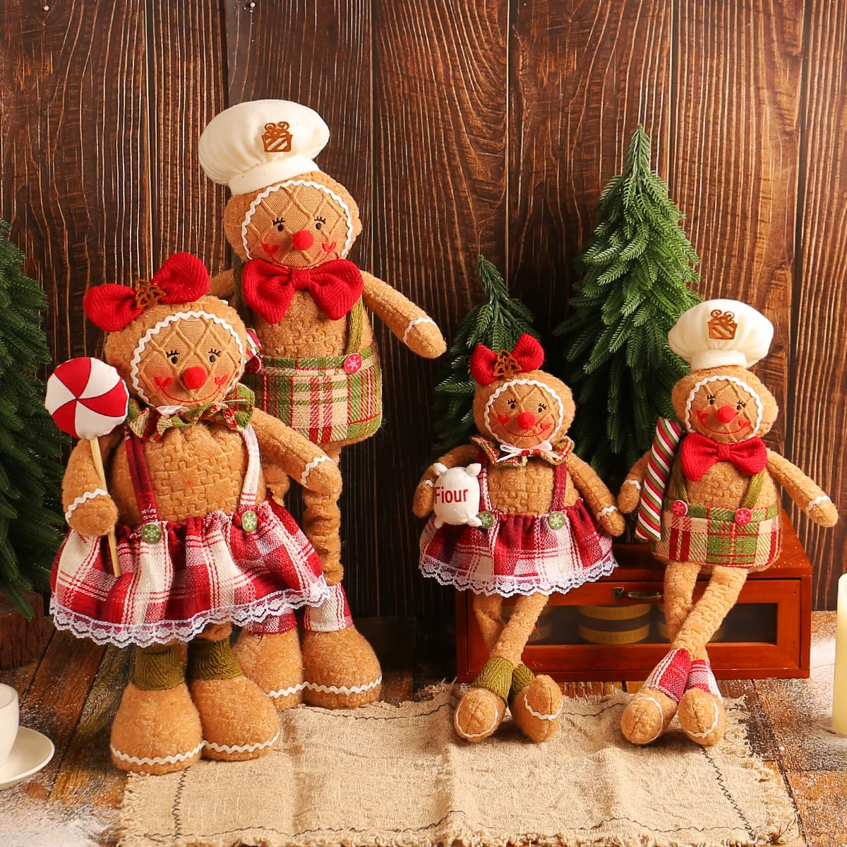 Christmas Gingerbread Figure Series Cloth Long Legs Window Decoration Christmas Tree Decor Christmas Stocking Hanging Ornaments