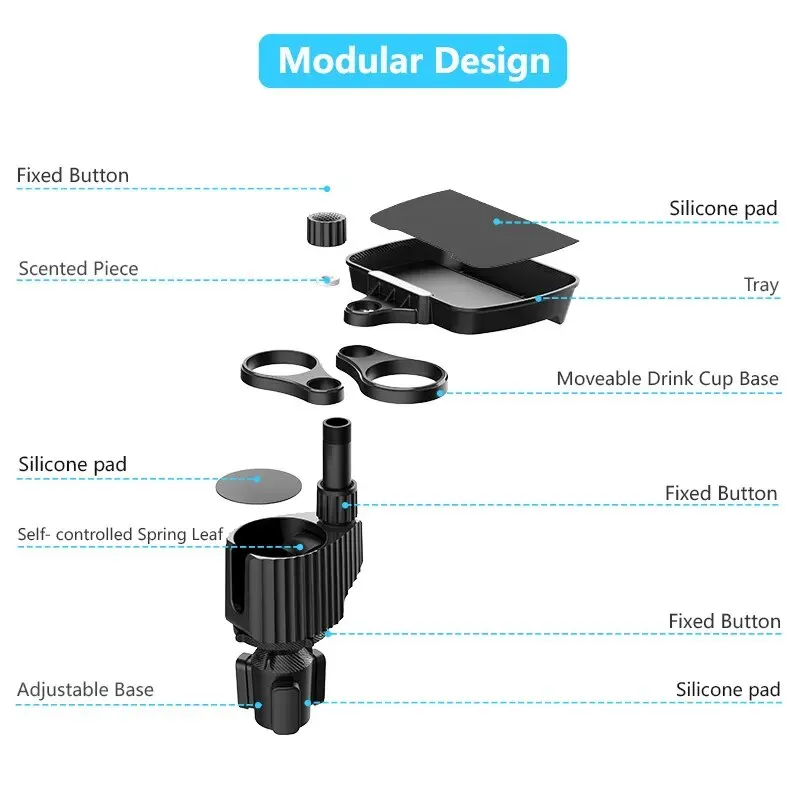 Car Cup Holder Expander Tray with Detachable Car Cup Holder Tray, Car Food Trays for Eating &Cup Holder Tray Table for Car