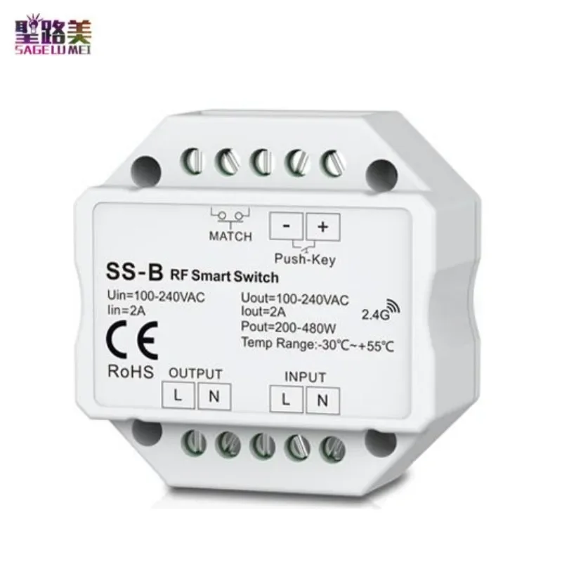 SS-B 1.5A RF+Push Switch SS-B(WZ) 1CH*1.5A ZigBee/RF Push Switch SS-B(WT) WiFi/RF Push Switch Tuya App AC100-240V Smart Dimmer