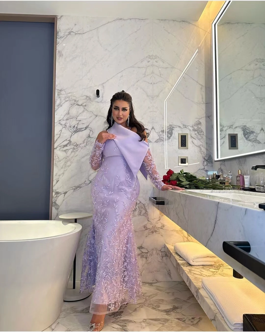 AsaNagi Light Purple Prom Dresses One Shoulder Mermaid Ankle Vintage Women Formal Occasion Dress 2023 vestidos  فساتين السهرة