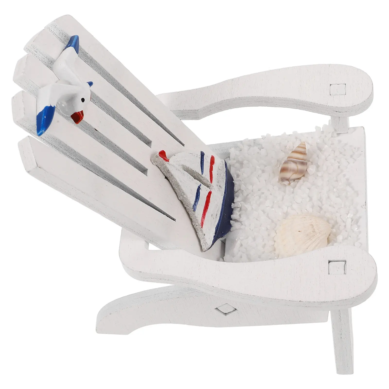 Mini Wooden Beach Chair Ornament Desktop Decor Small Nautical Chair for Office Home Table Photo Props Landscape Decoration
