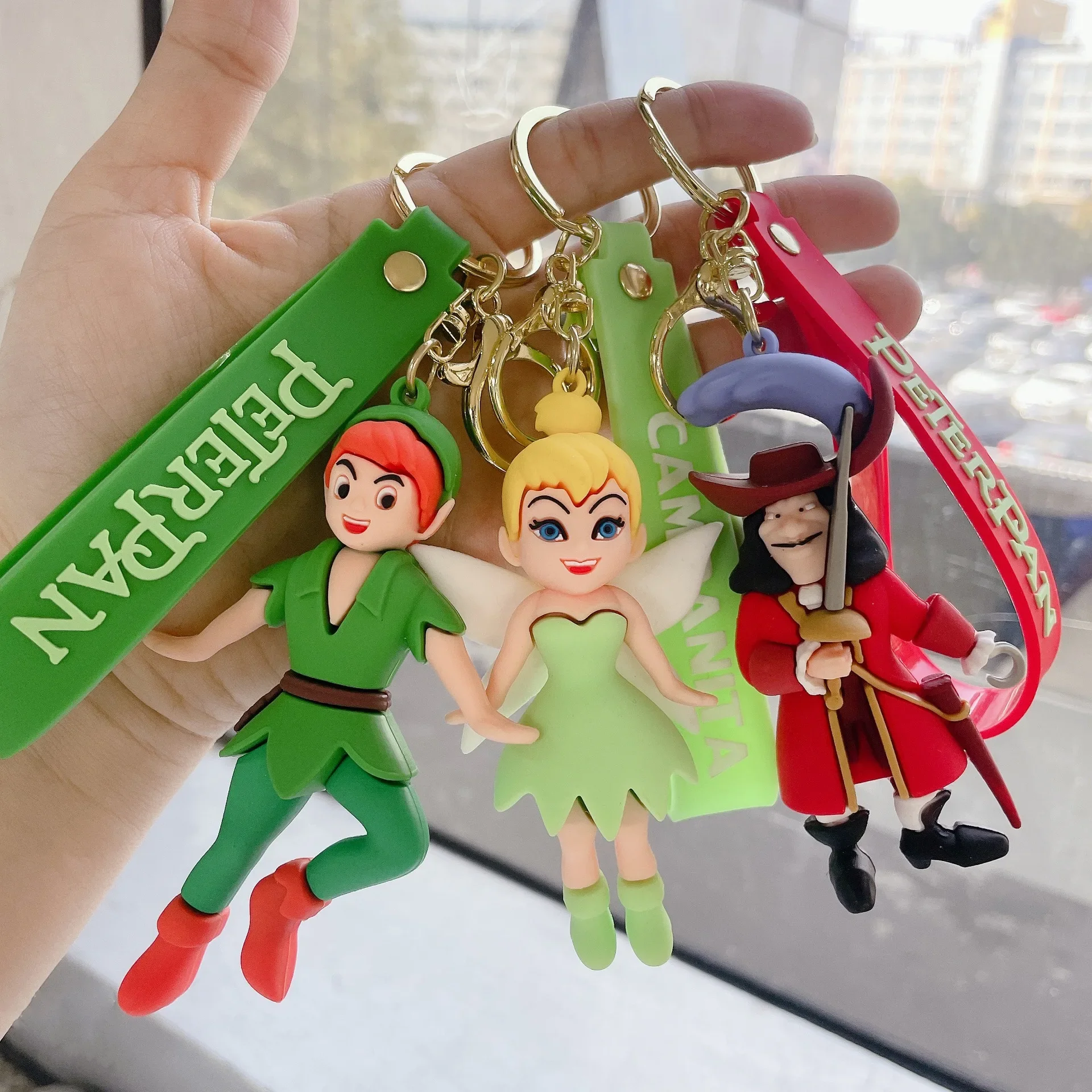 Disney Cartoon Peter Pan Figure Keychain Anime Peter and Wendy Hooker Car Key Accessories Bag Pendent Toy Birthday Gift for Kids