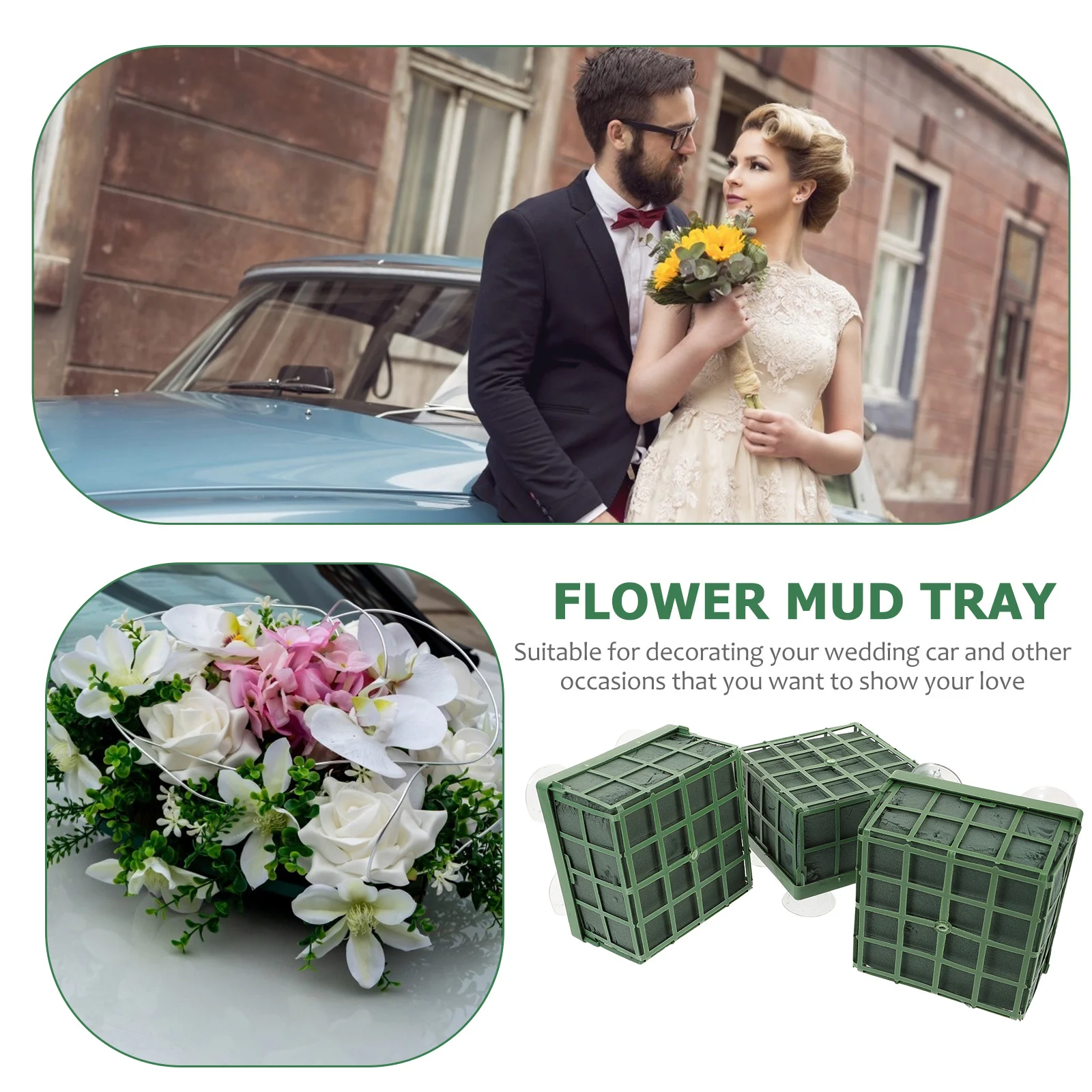 

3pcs Wedding Decor Flower Sucker Base For Fresh Fresh Floral Sucker Base Floral Centerpiece Decoration Holiday Party Supplies