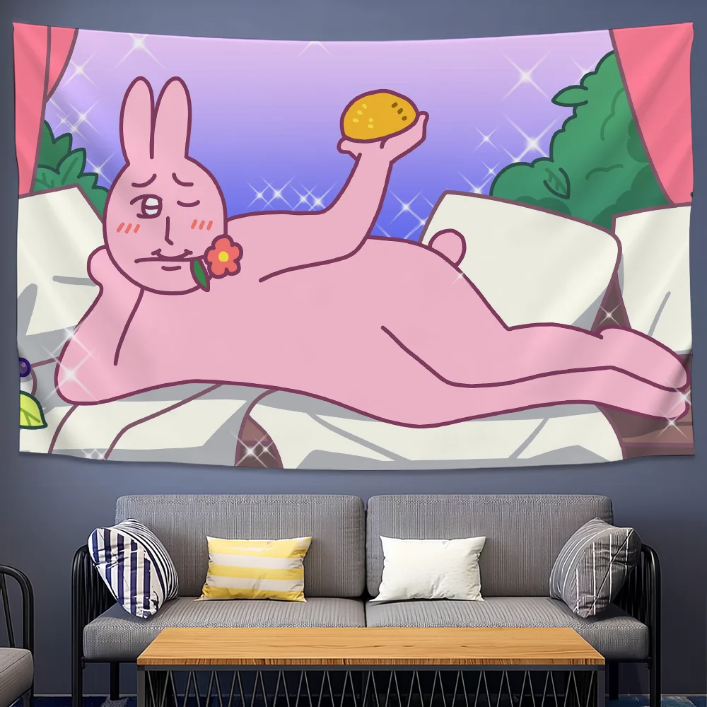 Cartoon My Pink Rabbit Funny flag For Art Science Fiction Room Home Decor Wall F-FriendS Hanging Home Decor Banner