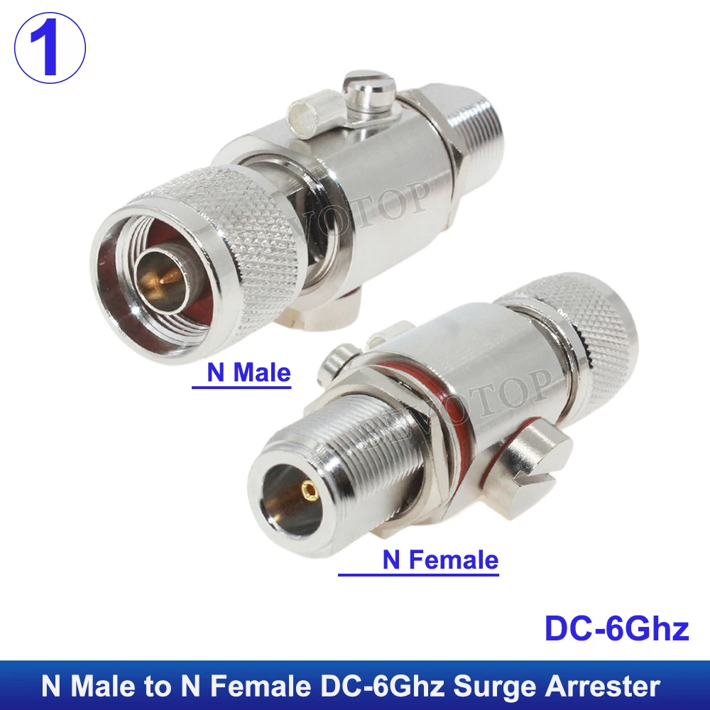 1Pcs DC-6GHz N-JK Connector Coaxial Lightning Arrestor Surge Protector Gas Discharge Protection for HAM CB Radio WLAN WiFi