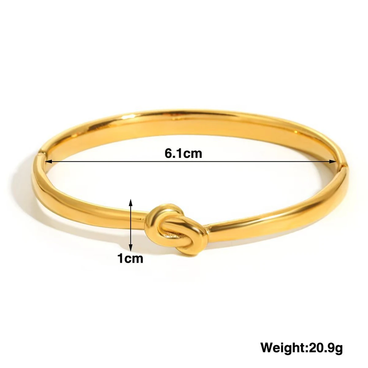 Gmai Goldfarbenes PVD-beschichtetes Edelstahlarmband für Damen, luxuriöser, glänzender, geknoteter, gebogener Armreif, Party-Schmuck, Geschenk, wasserdicht – Detail 5