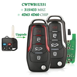 jingyuqin Modified CWTWB1U331 Flip Remote Key 315/433Mhz For Ford Explorer Focus Edge Escape Ranger Mustang Flex Mercury Lincoln