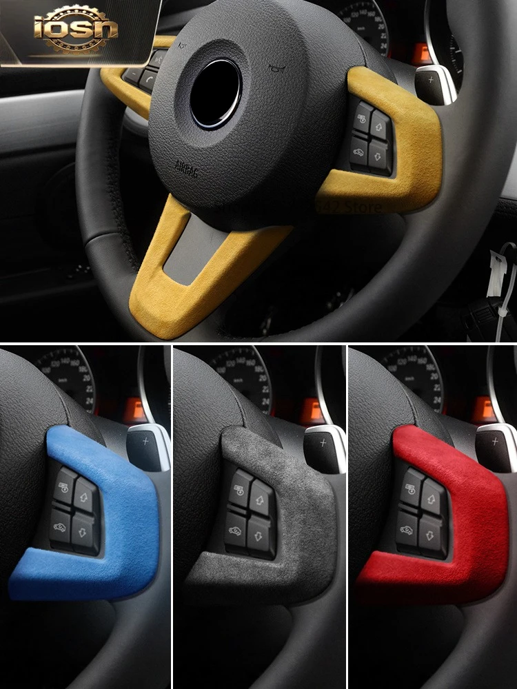 IOSN For BMW Z4 E89 09-15 Red Alcantara Interior Modification Steering Wheel Panel Patch Sticker