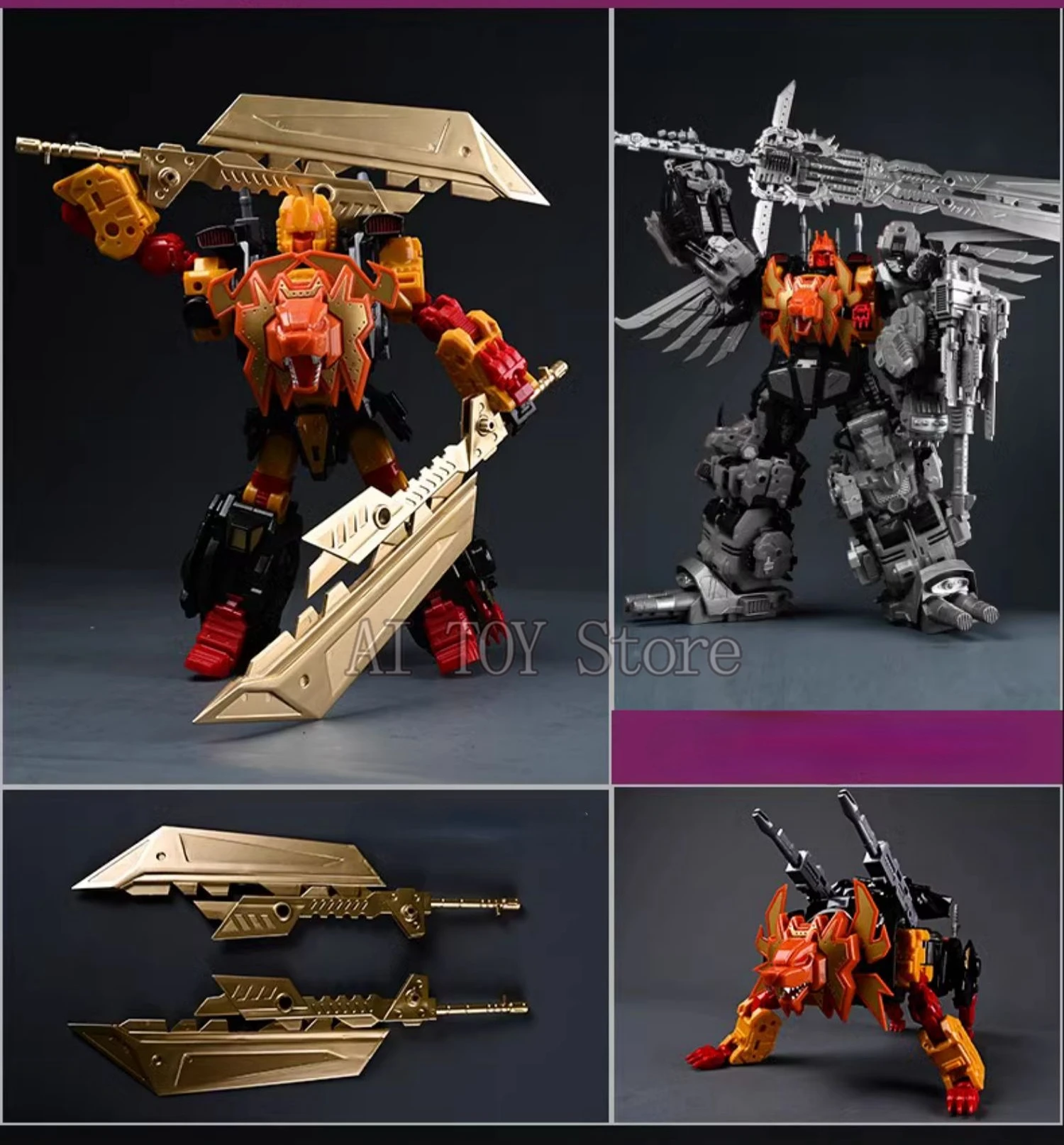 JinBao Predaking Transformation Cool Anime 5 en 1 figurine Robot voiture militaire réservoir modèle jouets cadeaux Onslaugh surdimensionné 43CM