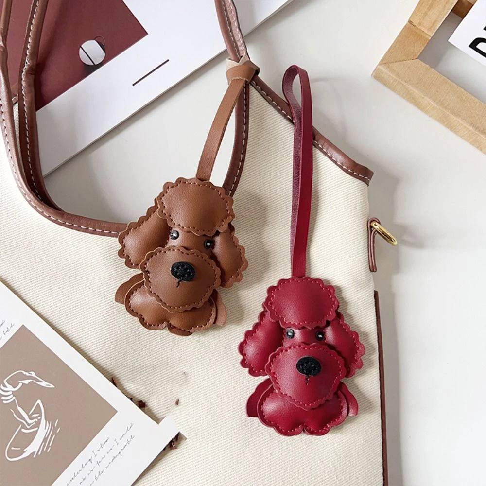 Multi-color PU Leather PU Leather Bear Hanger Dog Animal Cartoon Keychain Cute Puppy Cartoon Bag Pendant Bag Ornament