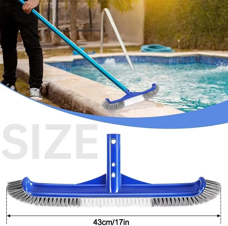 Hot Heavy Duty Swimming Pool Brush Head With Stiff Durable Bristles Curved Design For Cleaning Pool Walls Floors Tiles Steps