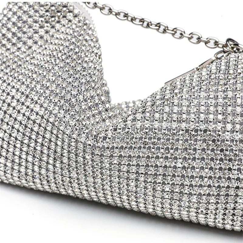 WGSTART Fashion Diamonds Evening Clutch Bag for Women 2026 Designer Rhinestone Wedding Party Purse Chain Shoulder Crossbody Bag