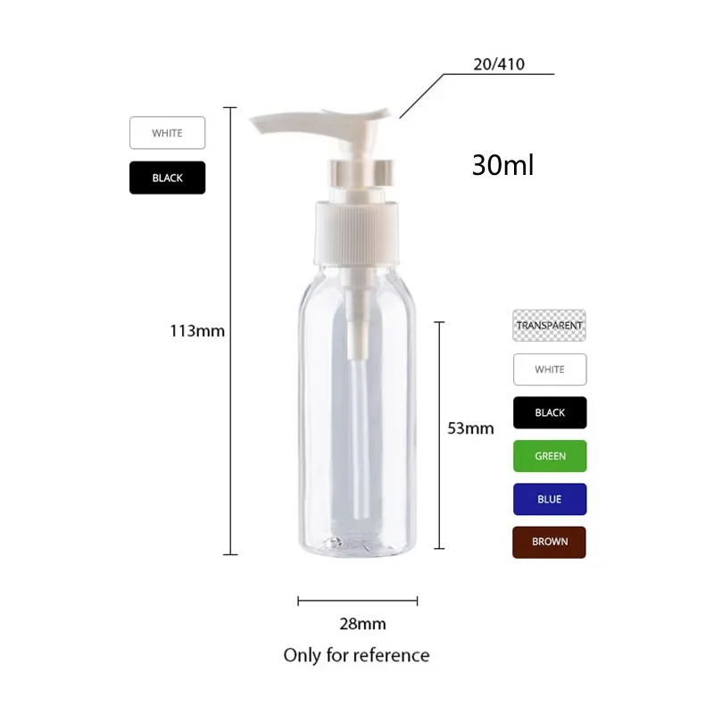 30szt 30ml 50ml 60ml 100ml Puste plastikowe butelki z pompką do balsamu PET Butelki z pompką bagnetową do rąk do higieny osobistej