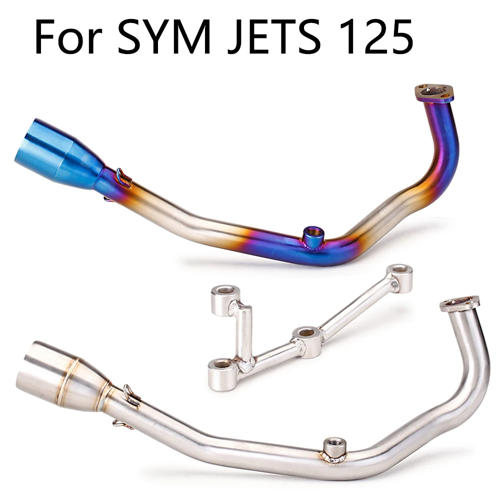 Beste Qualität SYM JETS 125 Komplettset Auspuff Schalldämpfer Mittelrohr Edelstahl Slip-On für SYM JETS 125