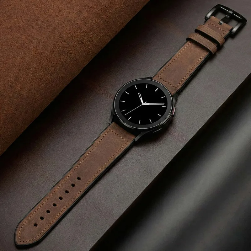 Vintage Lederarmband 20mm 22mm für Samsung Galaxy Watch 7/FE/6/5/4/3 Smartwatch-Armband für Huawei Watch GT2 GT3 42/46mm Armband