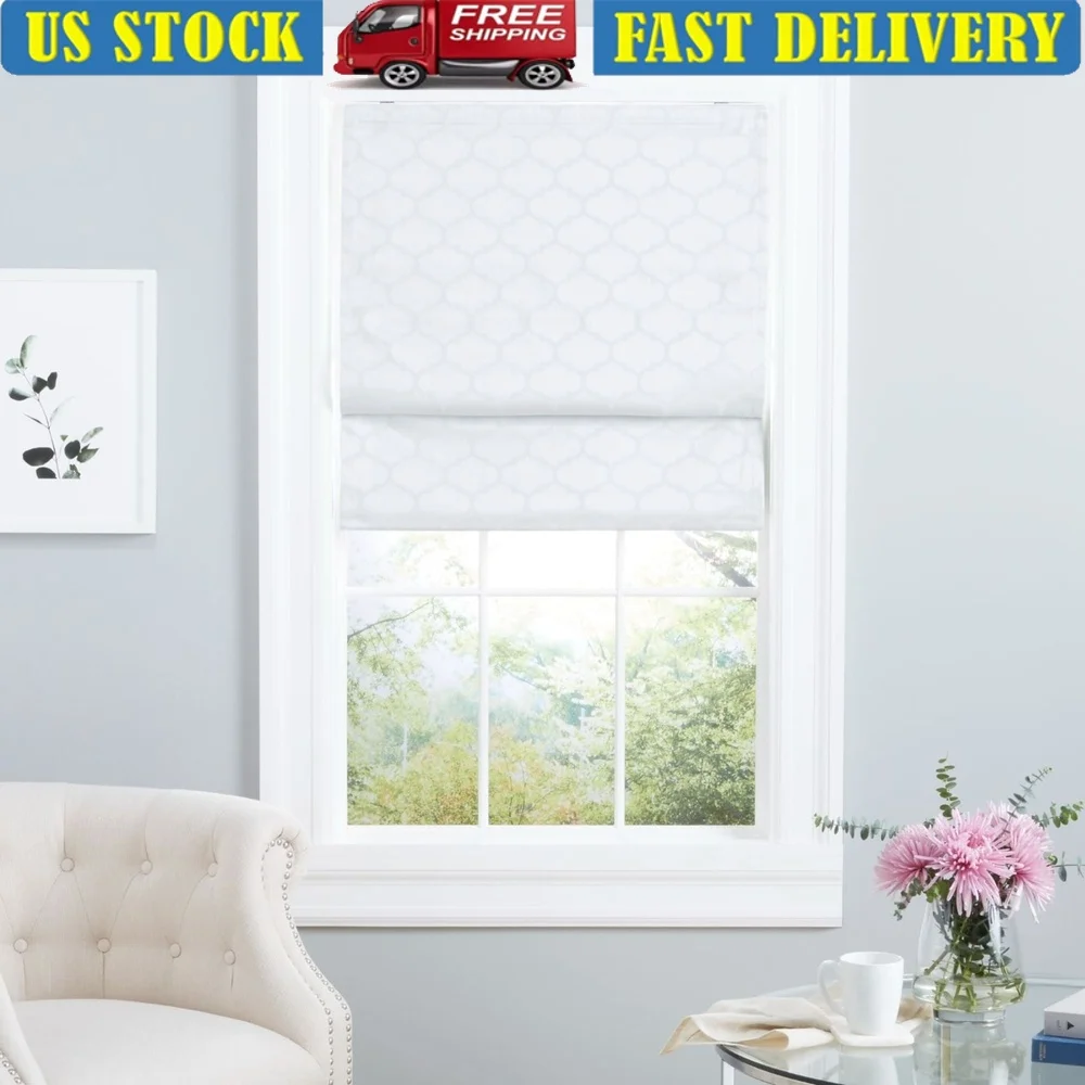 

Total Blackout Cordless Roman Shade Foam Backing Window Covering Privacy Easy Installation Dust Clean Noise Reduction