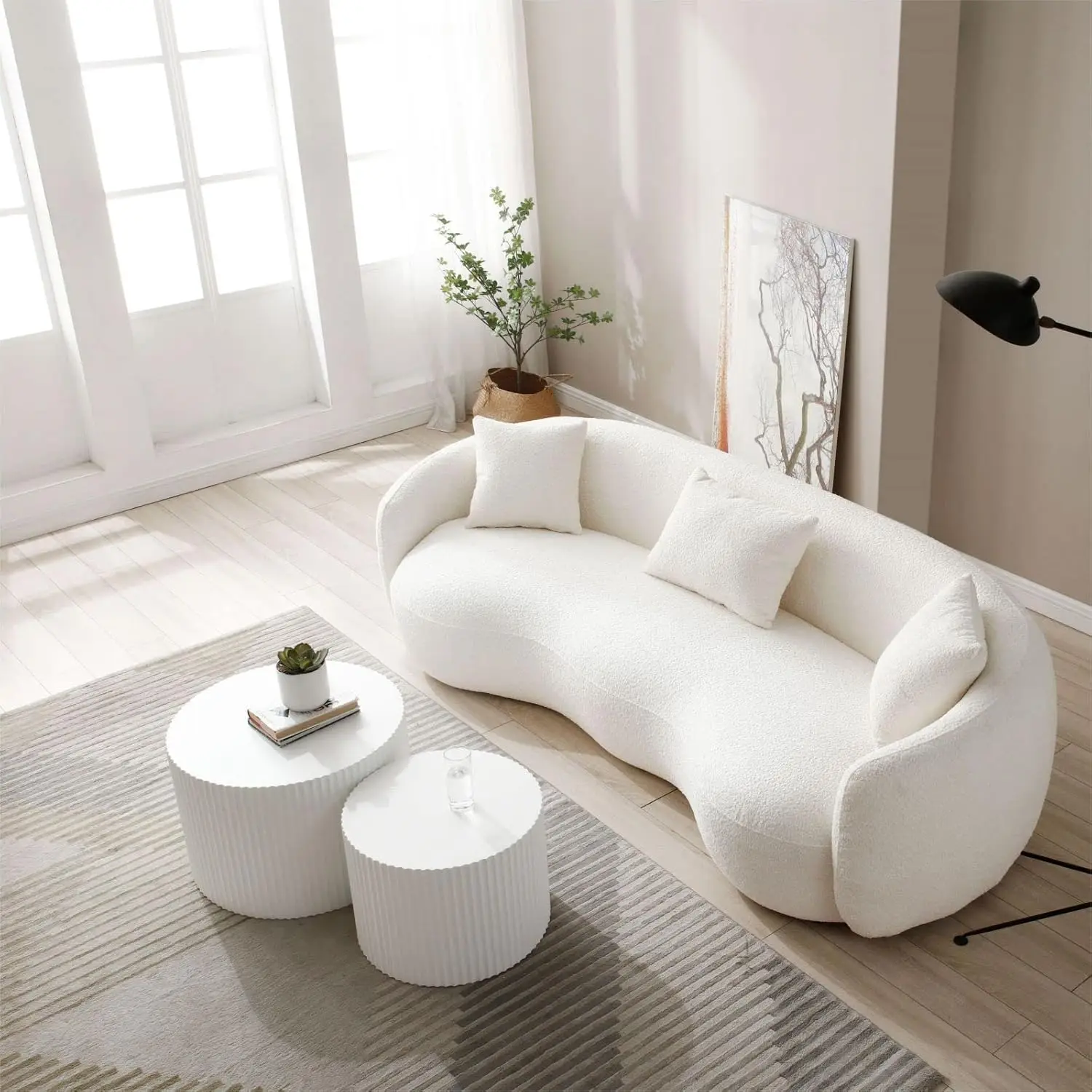 Round Coffee Table Set 2 Nesting Coffee Table Modern for Living Room, Round End Table, Wooden Circle Side Table No Need Assembly