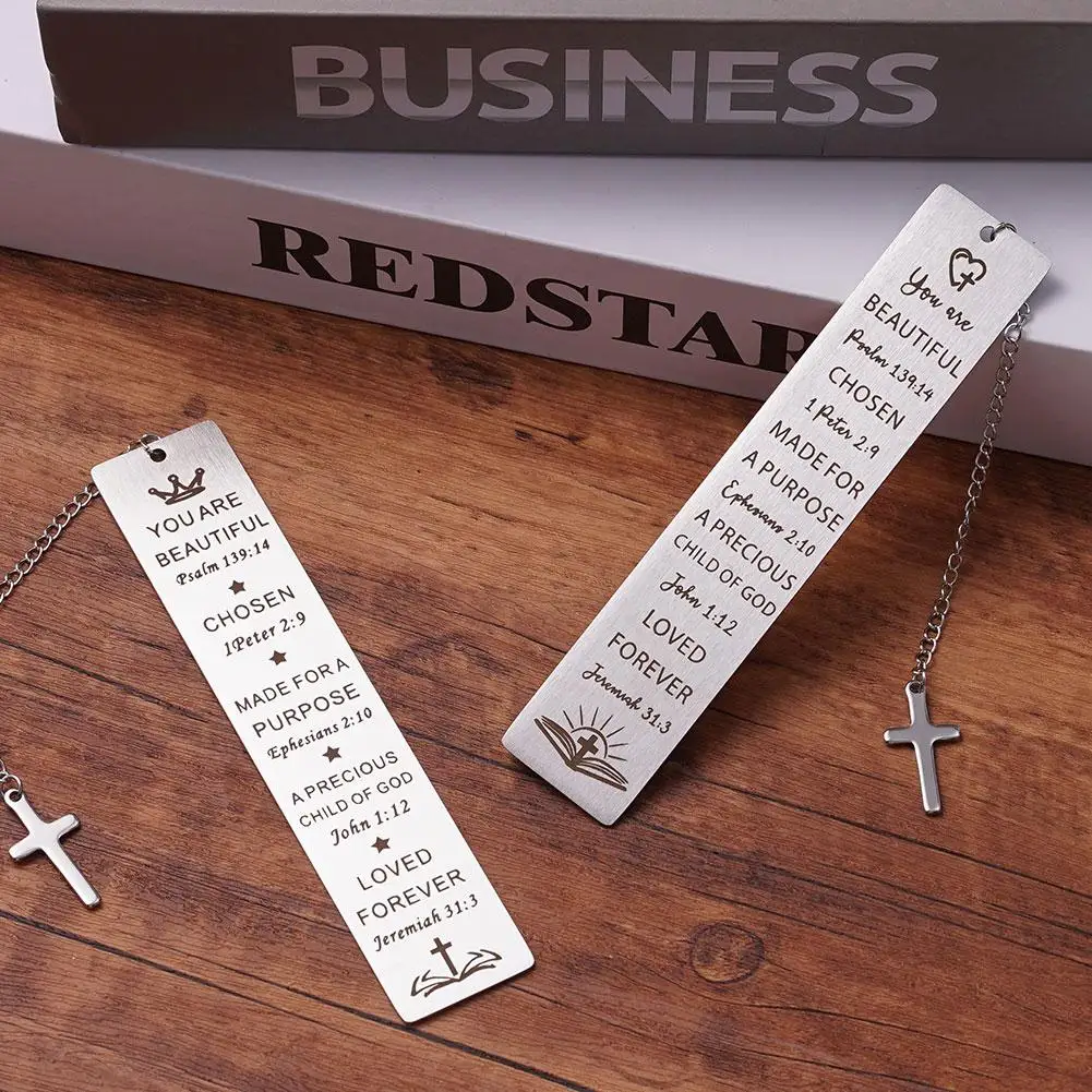 Stainless Steel Bookmark Cross Pendant Reading Book Page Marker Book Retro Mark Marker Stationery Bookmarks Supplies