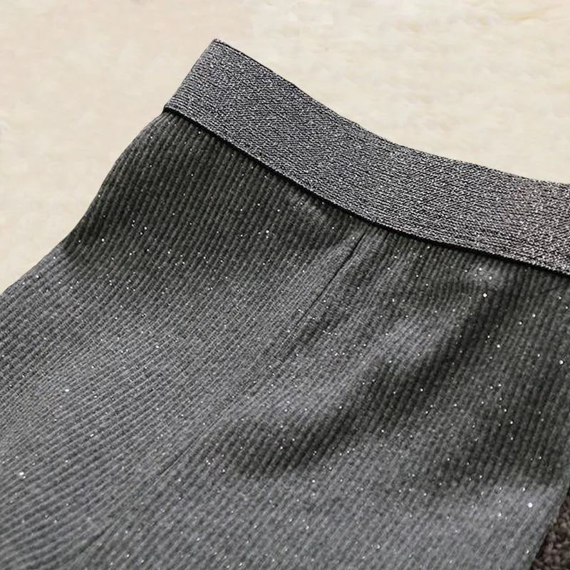 New Women Sequined High Waist Legging Pants Korean Ladies Casual Leggings Elastic Trousers Female Spring Solid Elegant Pant