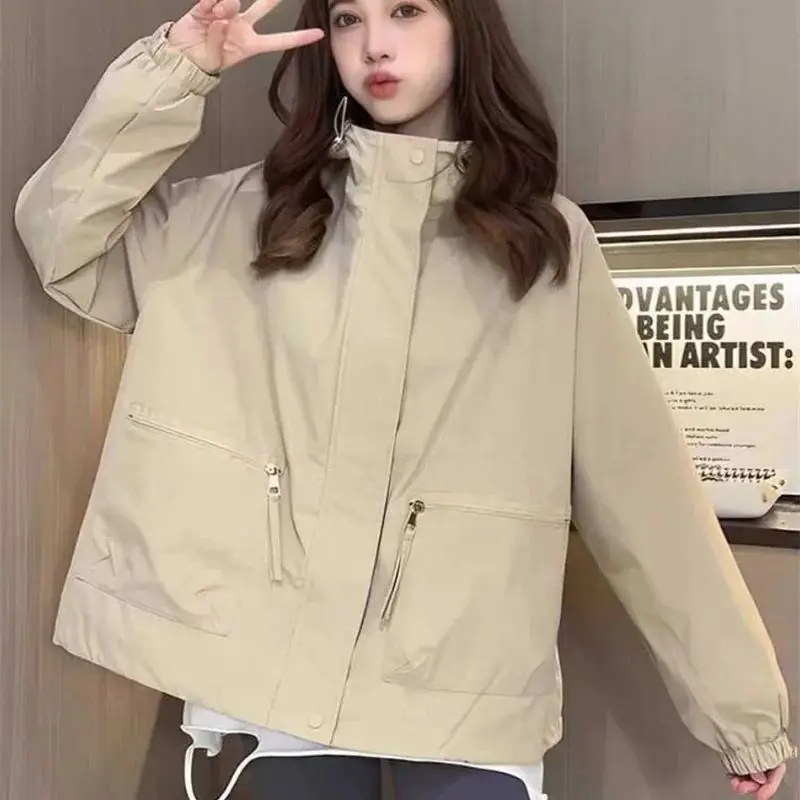 Workwear Jacket for Women in Spring and Autumn 2024 New Casual Thin Style Assault Suit American Retro Loose Windbreaker Trend WF