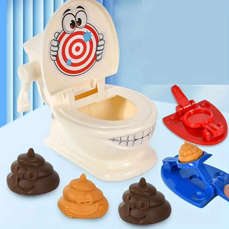 11pcs Simulated Toilet Ejector Toilet Toy Two Person Interactive Toy Desktop Parent-child Game Funny Trick