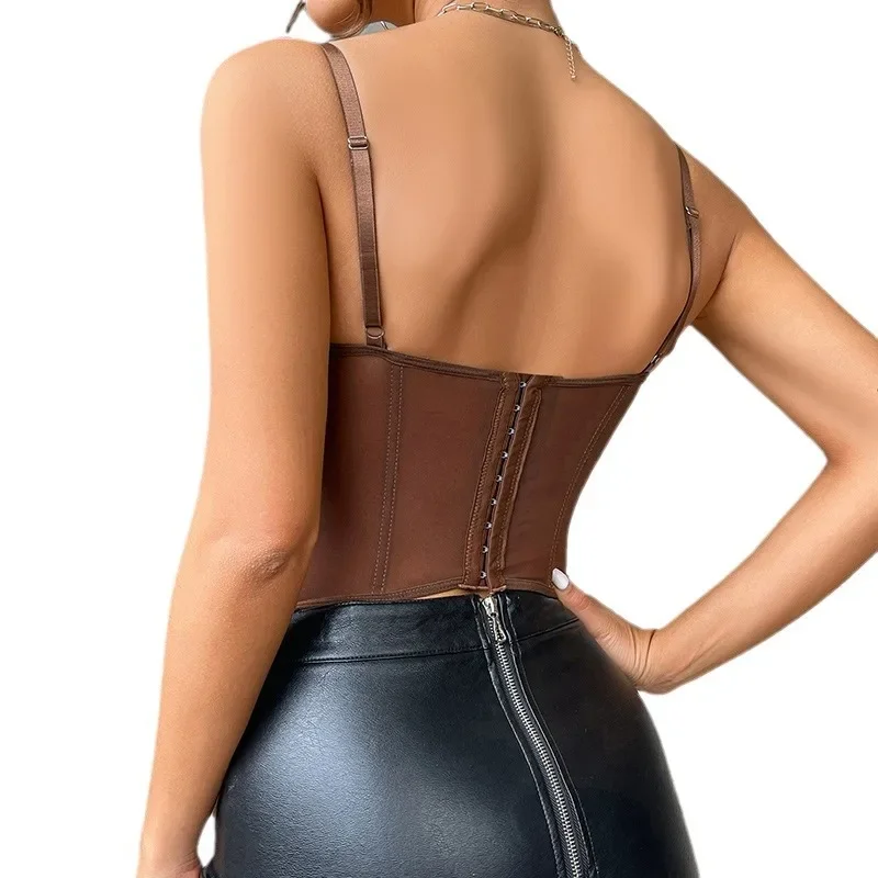 عالية الجودة المرقعة الدانتيل مثير الدبابات الملابس النسائية الجوف خارج سليم صالح كاميس الصيف الكورية تيز المحاصيل القمم عارية الذراعين سترة