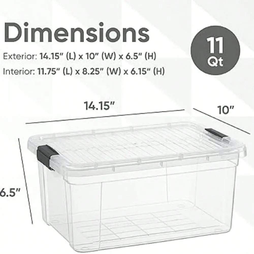

Storage Boxes With Lids, 11 Quart Plastic Container Bins For Organizing, Stackable Crates, Odor Free, Organizers For Home, Offi