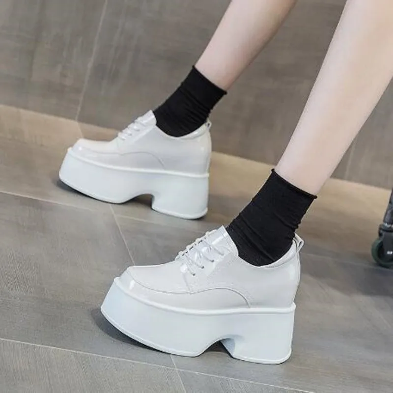 2026 New Natural Cow Genuine Leather Platform Wedge Sneakers Pumps Summer Autumn Women ROME 11cm Hidden Heels Vulcanize Shoes