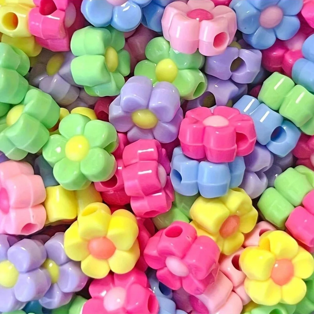 12mm 200/100pcs Random color mixing Flower Acrylic Beads Matter Mix Color For Jewelry Making Dly Handicrafts Business Supplies