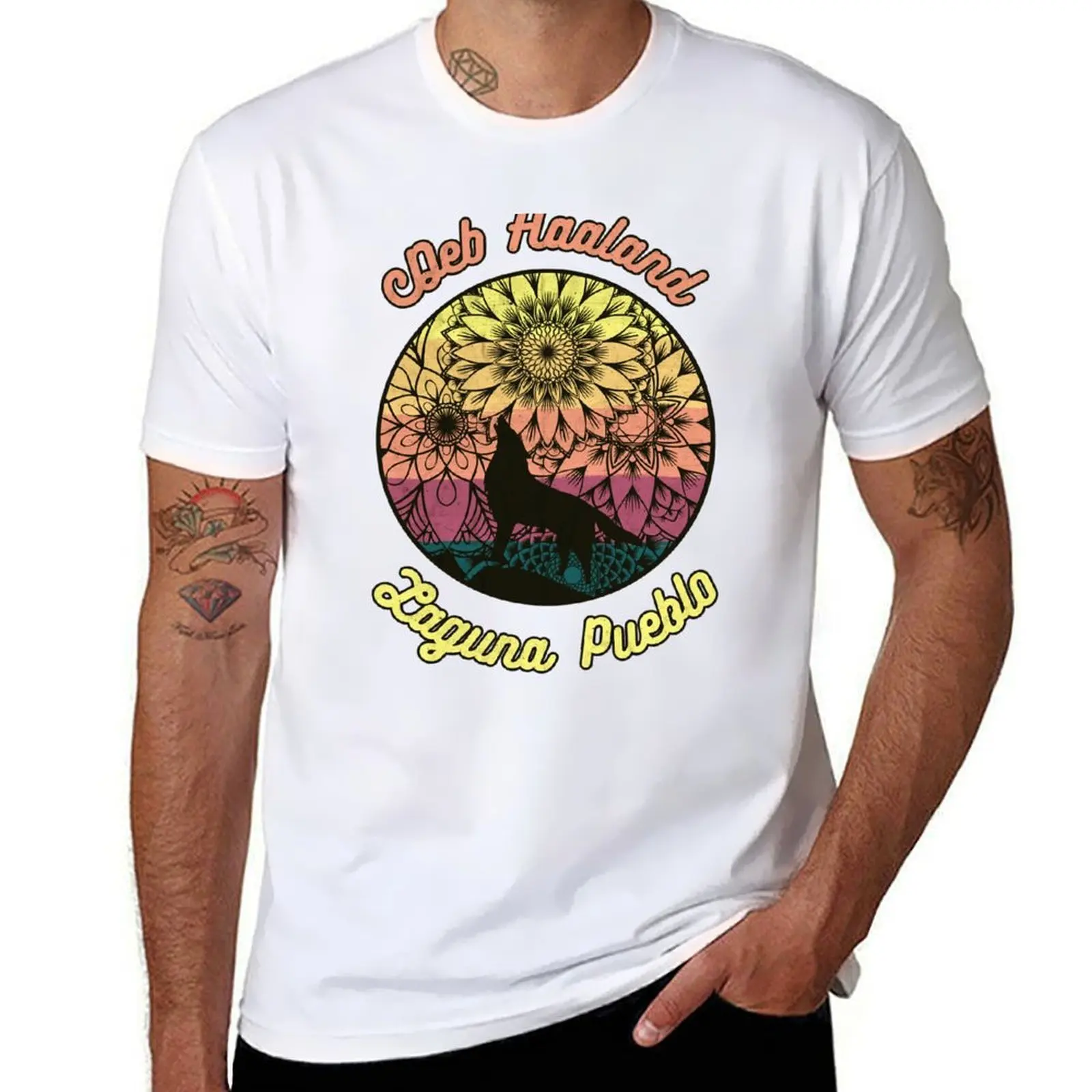 

Deb Haaland Laguna Pueblo Wolf Mandala T-Shirt t shirts for man cotton soft essential t shirt T-Shirt