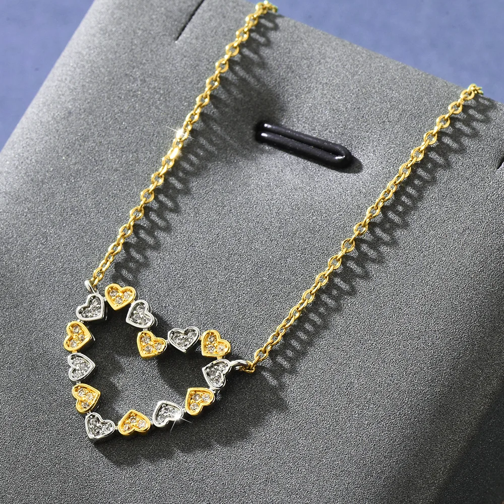 

Women's heart-shaped two-color collarbone chain classic limited edition necklace, titanium steel heart-shaped necklace
