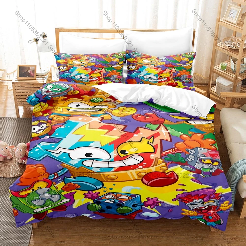 Super Zings Bedding Set, Duvet Cover & 2 Pillowcases, Colorful Cartoon Pattern Breathable Fabric All Season