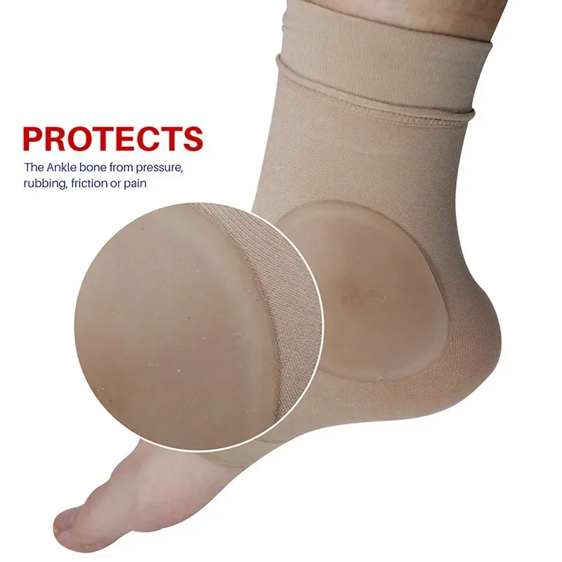 1 Pair Soft Ankle Gel Bandage Support Elastic Nylon Foot Sleeve Heel Ankle Protect Horse Riding Foot Care for Ice Figure Skating