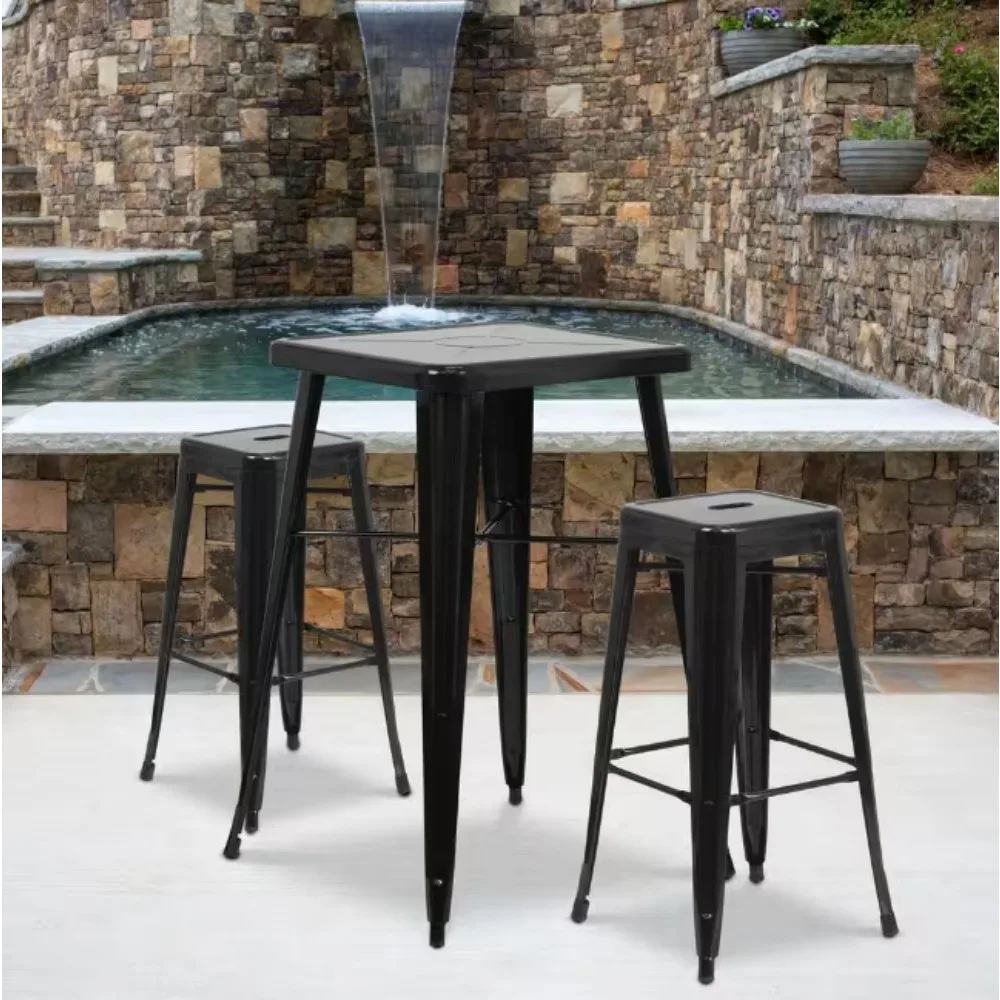 

Commercial Modern Metal Backless Barstool, Indoor/Outdoor Industrial Square Stacking Bar Stool for Patio Bars/Restaurants