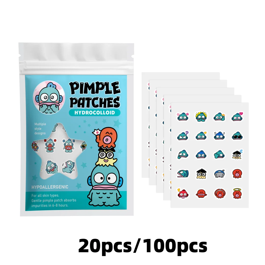 100/20PCS Cute Clownfish Hydrocolloid Pimple Patches, Waterproof Blemish Spot Covers, Gentle Face Stickers, Fun Designs.