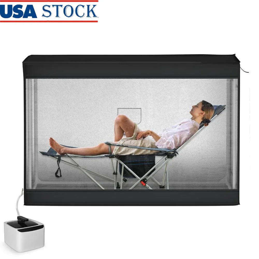 2-Person Portable Steam Sauna Tent Chair Remote Control 1400W 4L 270lbs 75